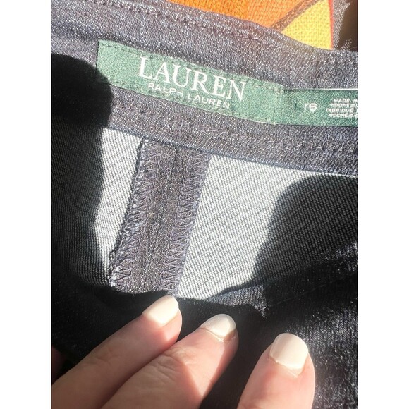 Lauren Ralph Lauren Denim Skirt 16 XL Split Front Pencil Cotton Lace Up Western - Picture 2 of 9